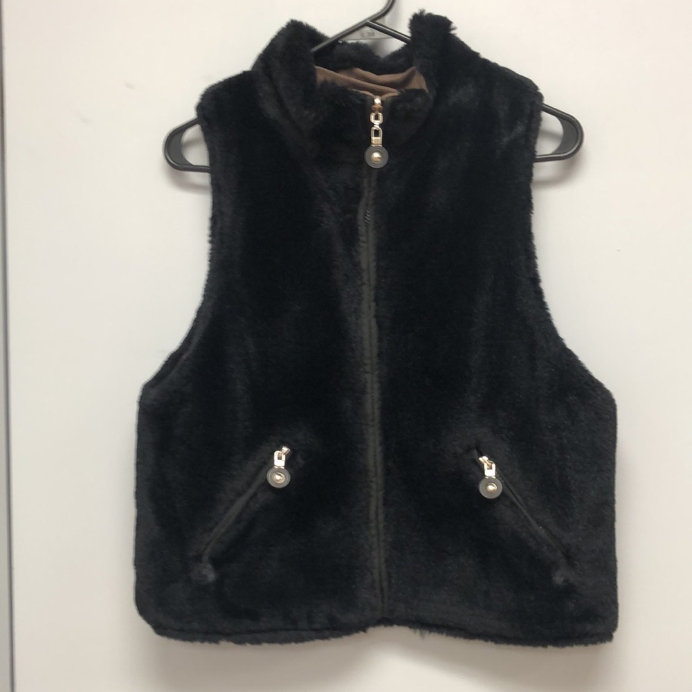 Janie Sadock reversible faux fur vest.